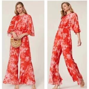 PINKO Jumpsuit Aquarius Tuta floral tropical wide leg flutter sleeve 2 - Flaw‎